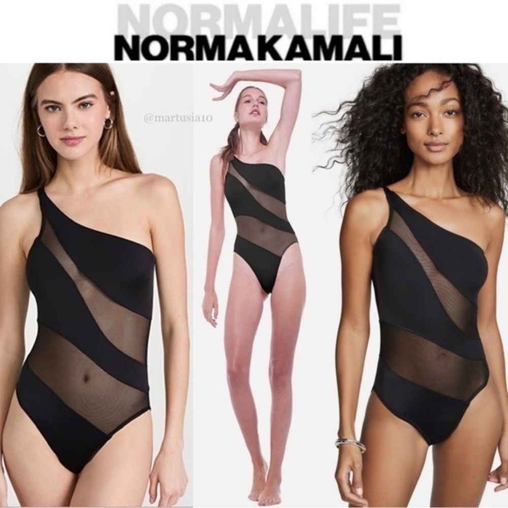 Norma Kamali Snake Mesh Mio One Piece in Black XS 265$